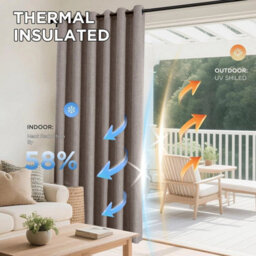 Ameha Beige Linen Look 100%blackout Eyelet Curtain 90X90 Inches Ready Made Thermal Insulated Energy Saving For Living Room Curtain - thumbnail 9