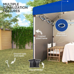 Outsunny 3X3 (M) Pop Up Gazebo Party Tent W/ 2 Sidewalls, Weight Bags Blue - thumbnail 7