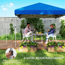 Outsunny 3X3 (M) Pop Up Gazebo Party Tent W/ 2 Sidewalls, Weight Bags Blue - thumbnail 6