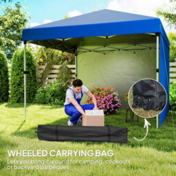 Outsunny 3X3 (M) Pop Up Gazebo Party Tent W/ 2 Sidewalls, Weight Bags Blue - thumbnail 8