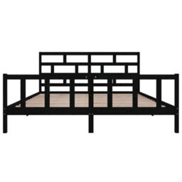 Berkfield Bed Frame Black Solid Wood Pine 200X200 Cm - thumbnail 4