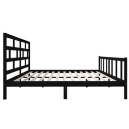 Berkfield Bed Frame Black Solid Wood Pine 200X200 Cm - thumbnail 5