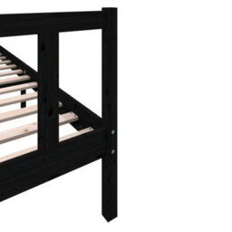 Berkfield Bed Frame Black Solid Wood Pine 200X200 Cm - thumbnail 6