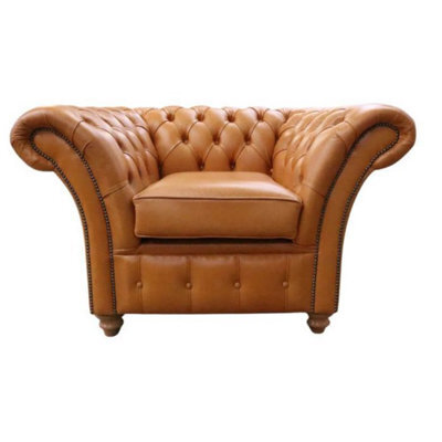 Chesterfield Club Chair Old English Buckskin Leather In Balmoral Style - image 1