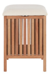 Orsina Dual Purpose Wood Storage Stool, Natural Walnut Build Storage Stool For Livingroom, Fabric Seat Stool - thumbnail 6