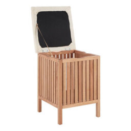 Orsina Dual Purpose Wood Storage Stool, Natural Walnut Build Storage Stool For Livingroom, Fabric Seat Stool - thumbnail 3