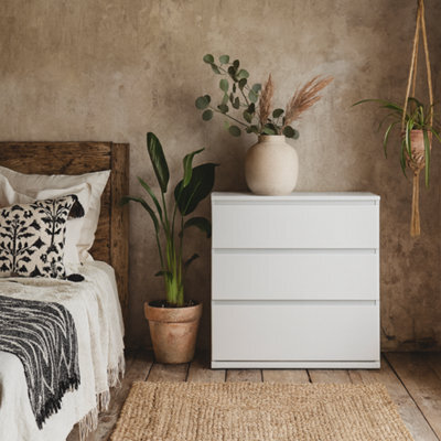 Wyld Haus Copenhagen White Wooden Chest Of 3 Drawers, Gloss Finish - image 1