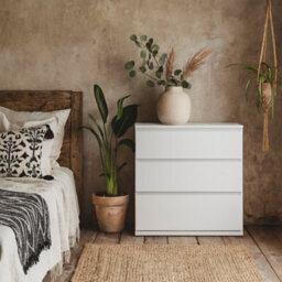 Wyld Haus Copenhagen White Wooden Chest Of 3 Drawers, Gloss Finish - thumbnail 1