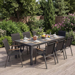 Gainoom Stackable Black Patio Chairs Set Of 2 Outdoor Breathable Fabric Dining Chairs With High Backs - thumbnail 7