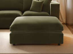 Solace+Co Asher 4 Seater Sofa With Reversible Footstool Khaki Green Velvet - thumbnail 3