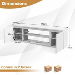 Gainoom 178Cm Media Console Table White Tv Cabinet For Tvs Up To 80Inch - thumbnail 2