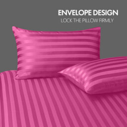 Ameha Stripe Pillowcase Pair Microfiber-Soft Pink Striped Pillowcases, Envelope Closure, Machine Washable Bedding Pillow Cover - thumbnail 5