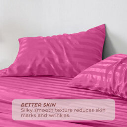 Ameha Stripe Pillowcase Pair Microfiber-Soft Pink Striped Pillowcases, Envelope Closure, Machine Washable Bedding Pillow Cover - thumbnail 2