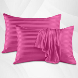 Ameha Stripe Pillowcase Pair Microfiber-Soft Pink Striped Pillowcases, Envelope Closure, Machine Washable Bedding Pillow Cover - thumbnail 1