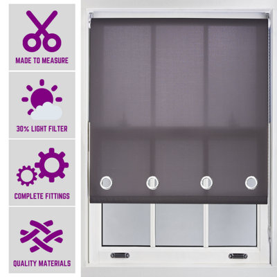 Made To Measure Daylight Roller Blind With Big Round Eyelets - (W)210Cm X (L)210Cm Dark Grey By Furnished - image 1