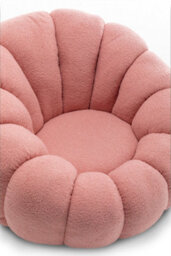 Teddy Boucle Fabric Pink Swivel Accent Chair With Footstool - thumbnail 8