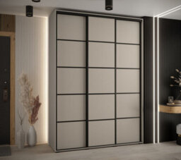 Arte Elegant Dakota Iv Sliding Door Wardrobe W1700mm H2350mm D600mm In Cashmere & Black Finish - thumbnail 2