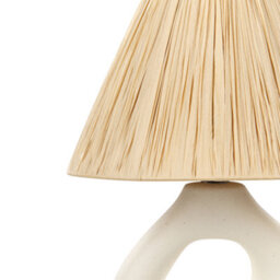 Beliani White Ceramic Table Lamp With Natural Paper Shade, Sculptural Base, 42Cm - thumbnail 4