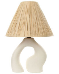 Beliani White Ceramic Table Lamp With Natural Paper Shade, Sculptural Base, 42Cm - thumbnail 2
