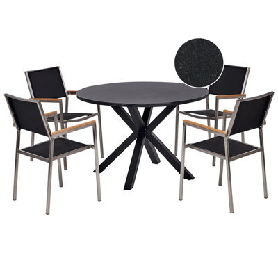 Beliani Garden Dining Set 4 Seater Maletto/grosseto Metal Black - image 1