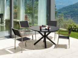 Beliani Garden Dining Set 4 Seater Maletto/grosseto Metal Black - thumbnail 2