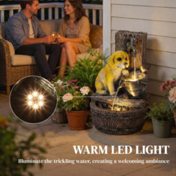 Outsunny Garden Water Feature, Freestanding Water Fountain With Led Lights - thumbnail 5