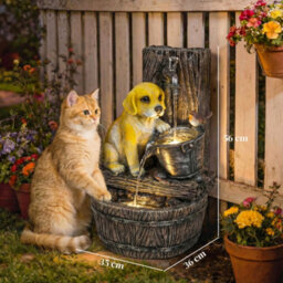 Outsunny Garden Water Feature, Freestanding Water Fountain With Led Lights - thumbnail 3