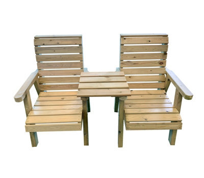 Churnet Valley Garden Furniture Ltd Clover Love Seats With Straight Tray - Timber - L69 X W158 X H98 Cm - Minimal Assembly Required - image 1