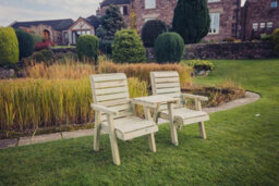 Churnet Valley Garden Furniture Ltd Clover Love Seats With Straight Tray - Timber - L69 X W158 X H98 Cm - Minimal Assembly Required - thumbnail 4