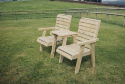 Churnet Valley Garden Furniture Ltd Clover Love Seats With Straight Tray - Timber - L69 X W158 X H98 Cm - Minimal Assembly Required - thumbnail 6