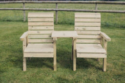 Churnet Valley Garden Furniture Ltd Clover Love Seats With Straight Tray - Timber - L69 X W158 X H98 Cm - Minimal Assembly Required - thumbnail 3
