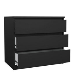Furniture To Go Naia Chest Of 3 Drawers In Black Matt (W) 76.8 X  (H) 70.1 X (D) 50Cm - thumbnail 5
