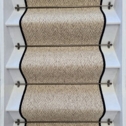 RainbowHome Herringbone Berber Beige Stain Free Stair Runner With 100% Pure Wool Edge 50 600 - thumbnail 1