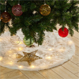 Living And Home White Plush Christmas Tree Skirt Christmas Decoration Ornament 90 Cm - thumbnail 2