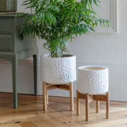 Ivyline Aspen Flower White Planter H40Cm D28Cm