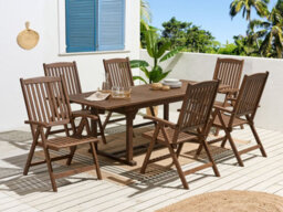 Beliani Extending Garden Dining Table Amantea 160/220 Cm 90 Cm Acacia Wood Dark Brown - thumbnail 2