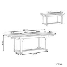 Beliani Extending Garden Dining Table Amantea 160/220 Cm 90 Cm Acacia Wood Dark Brown - thumbnail 3