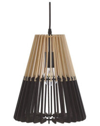 Wyld And Coco Scandinavian Pendant Light In Natural Wood Tone And Matte Black - W30 X D30 X H35Cm - thumbnail 1