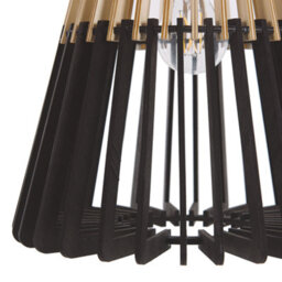 Wyld And Coco Scandinavian Pendant Light In Natural Wood Tone And Matte Black - W30 X D30 X H35Cm - thumbnail 6