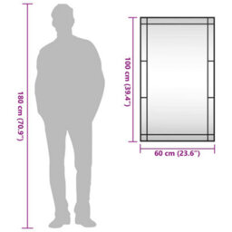 Vidaxl Wall Mirror Black 60X100 Cm Rectangle Iron - thumbnail 9