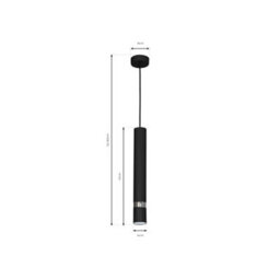 Milagro Joker Contemporary Pendant Lamp 1Xgu10 Hand Made Cylindrical Style Light Finished In Matt Black With Chrome Detail - thumbnail 9