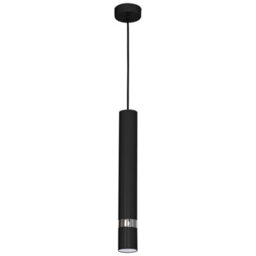 Milagro Joker Contemporary Pendant Lamp 1Xgu10 Hand Made Cylindrical Style Light Finished In Matt Black With Chrome Detail - thumbnail 4