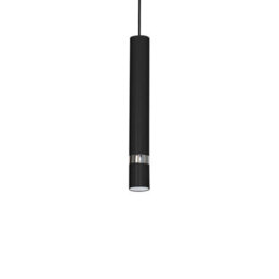 Milagro Joker Contemporary Pendant Lamp 1Xgu10 Hand Made Cylindrical Style Light Finished In Matt Black With Chrome Detail - thumbnail 2
