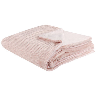 Beliani Blanket Bjas 200 X 220 Cm Pastel Pink - image 1
