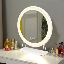 Living And Home Round Hollywood Vanity Makeup Mirror With Led Lights Dimmable Touch Screen 46Cm (H) - thumbnail 3