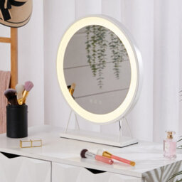 Living And Home Round Hollywood Vanity Makeup Mirror With Led Lights Dimmable Touch Screen 46Cm (H) - thumbnail 2