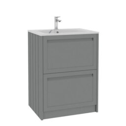 Royal Bathrooms Elmore 600mm Traditional Floor Standing 2 Drawer Bathroom Vanity Unit With Sintered Stone Basin Sink - Pebble Grey - thumbnail 6