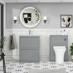 Royal Bathrooms Elmore 600mm Traditional Floor Standing 2 Drawer Bathroom Vanity Unit With Sintered Stone Basin Sink - Pebble Grey - thumbnail 4
