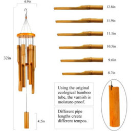 "Bamboo Wind Chimes Outdoor 30"" Classic Zen Wooden Garden Windchime Home Decor" - thumbnail 2