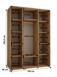 Arte Rustic Oak Artisan Sliding Wardrobe W160Cmh205Cmd60Cm - Stylish Storage With Natural Charm - thumbnail 4